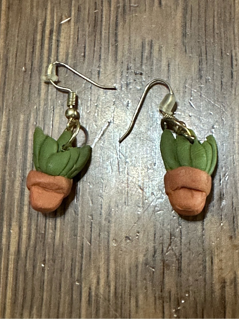 Succulent Plant Pot Dangle Earrings - Green & Terracotta